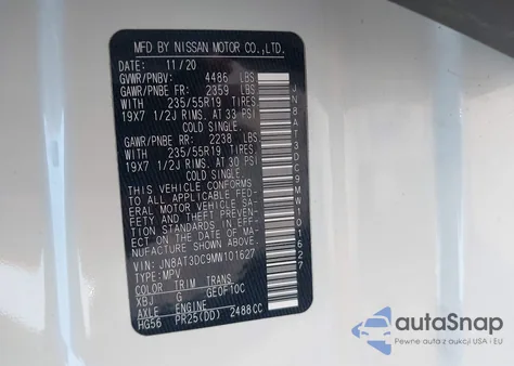 2021 Nissan Rogue Platinum Fwd from USA, damaged, VIN JN8AT3DC9MW101627